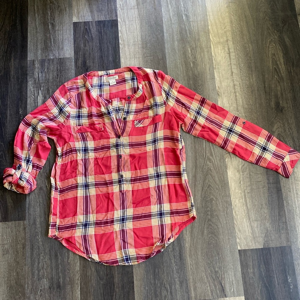 Lucky Brand Flannel halfway button down